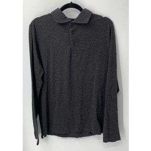 Patrick Assaraf mens heathered gray long sleeves lightweight polo shirt sz L
